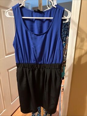 Forever 21 Royal Blue and Black Sleeveless Mini Dress